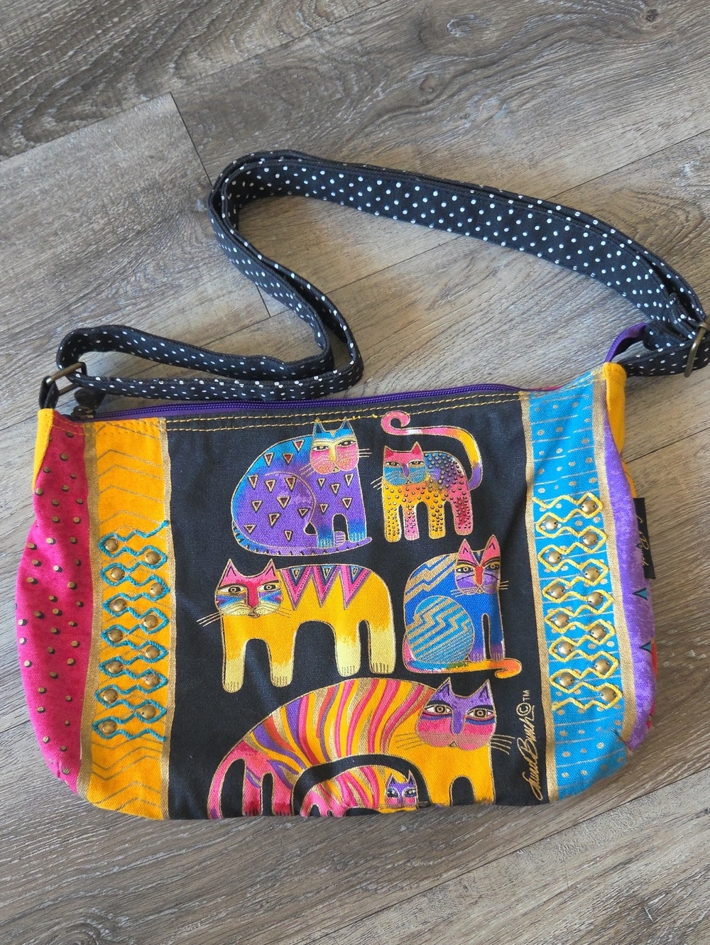 Colorful Cat Print Crossbody Bag - Multicolor
